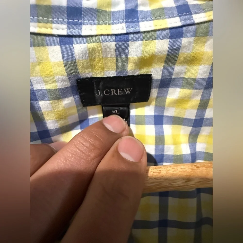 J. Crew Yellow and Blue Checkered Shirt